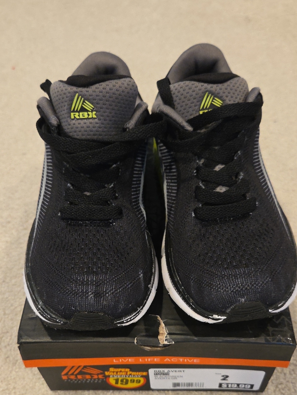 Kids RBX Black and Gray Sneakers- Size 2
